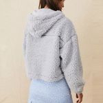BDG Urban Outfitters Teddy Hoodie Cropped Blue Women's Size Small Cozy Fuzzy Photo 2