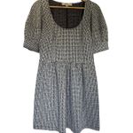 Loft black white vintage dress puffed sleeves midi women's size S circle neck Photo 0