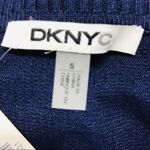 DKNY NWT  Navy Blue Semi Sheer Long Sleeve V Neck Sweater Top Size Small Photo 4