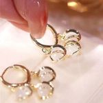 Bellflower Cat Is Eye Stone Earrings for Women Light Luxury and Temperament Photo 2