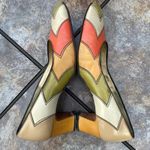 Vintage Mid Century Disco Square Toe Colorblock Leather Pumps Heel 9.5 MCM Retro Orange Photo 2