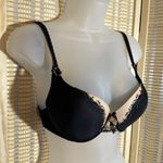 Felina Lingerie Black Beige Push Up Bra Lace Trim Underwire Padded Size 32D Photo 1