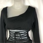 I am gia I.AM.GIA Katia Black Strappy Cut Out Long Sleeve Mini Dress L Photo 5