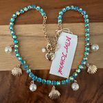 Betsey Johnson Cruise Control Blue Crystal Tennis Necklace Seashell Charms NWT Photo 0
