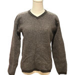 John Ashford VINTAGE Sweater Women M Brown 100% Wool Tight Knit Ribbed Crew Neck Photo 0