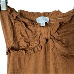 MABLE Strapless Smocked Knot Front Side Slit Maxi Dress Orange Photo 7