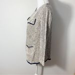 Nic+Zoe EUC Tan Blue Textured Open Front Knit Jacket Size S Photo 6