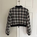 Maeve Anthropologie Plaid Tweed Bomber Jacket M Crop Black White Academia Boho Photo 8