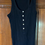Aerie  Black Ribbed Tank Top with Button Detail Size XS Photo 0