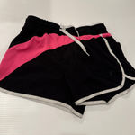 FILA  Athletic Running Shorts Black‎ Pink White Trim Drawstring Activewear Photo 0