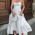 ZARA  dress maxi poplin ruffle flowy white  boho summer vacation Photo 9