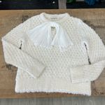 Rebecca Taylor Ivory Cotton-Blend Sweater With Removable Bow EUC size Large Photo 1