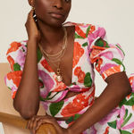 Banjanan Shirt Womens X Small Orange Pink Green Aurora Cutout Blouse Top‎ Cotton Size XS Photo 0