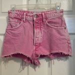 ZARA high waisted button fly pink acid wash denim shorts sz 2 Photo 2