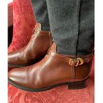 Tory Burch Women's Brown Leather and Navy Wool Boots Photo 4