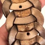 Woven Metallic Gold Leather Vintage Belt Sz XL Photo 3