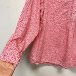 Lands' End Floral Print Button Down Long Sleeve Blouse Top Red 2X Pin Up Casual Photo 3