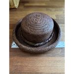 Women's Brown Raffia (?) Bowler Hat Rolled Brim Vintage Liz Claiborne 12” X 10” Photo 8