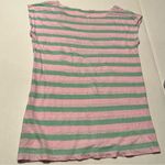 J.Crew Pink Green Stripe 100% Linen Cap Sleeve Pocket Shirt Top Size XS *FLAW* Photo 7
