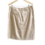 Willi Smith 100% Linen Button Front Skirt Tan 12 Knee Length Pockets Minimalist Photo 1