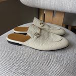 Gucci  Princetown Horsebit Leather GG Logo Monogram Loafer Mule In White Leather Photo 4