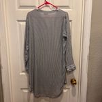 Kensie Jeans Women's Large Striped Button Down Shirt Long Sleeve Modal Lagenlook Blue Photo 5