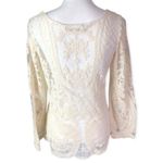You Are Not Alone Ivory Lace Crochet Mesh Long Sleeve Top White Size L Photo 4