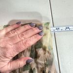 J. Crew Women's Abstract Ikat Print Fringe Linen Blend Wide Scarf Cream Green OS Photo 9