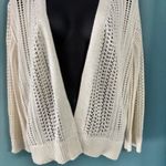 Madison & Hudson Open Knit Cardigan Cream Long Sleeve Rib Boho Metallic Neutral Gold Size L Photo 1