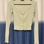 Brandy Melville  Light Green Ribbed Crop Top Photo 0