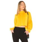 Tibi  Pleated Cropped High Neck Top in Sunday Yellow Sz XS Photo 1