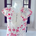 Vertigo Paris Blouse Floral Crochet Smocked Top Pink Red Size XS New with Tag Photo 6