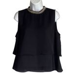 ZARA EUC  Flowy Layered top with Jewel Collar in Black - Size Large Photo 3