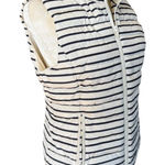 Colebrook navy blue and off white striped zip up puffer vest with pockets S Photo 0