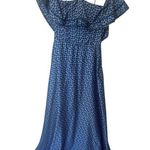 MARE MARE Blue White Floral Draped Cold Shoulder Halter Empire Waist Dress L Size L Photo 0