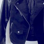 Forever 21 Black Faux Leather & Sweater Moto Jacket Photo 4