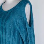 Westbound  Teal Cold Shoulder Crew Neck Cable Knit Sweater Tunic 1X Photo 9