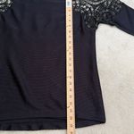 Generation Love  Black Lace Shoulders Long Sleeve Ribbed Pullover Top Size Small Photo 7