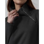 Athleta  Cozy Karma Asym Pullover Fleece Lined Sweatshirt Top Black Med #759 Photo 3