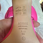Schutz ‎ Deri Heel Sandal Vibrant Bright Pink Leather Size 7.5 Party Bachelorette Photo 10
