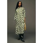 Maeve NWT Anthropologie Bettina in Green & White Traingles Cotton Shirt Dress XL Photo 3