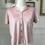 Juicy Couture Silky Soft Pink Velour Silver Bling Stud Cropped Button Up M Photo 0