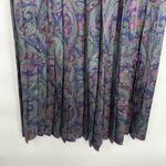 Vintage Russ Pleated Preppy Midi Skirt Womens 14 Purple Paisley Silky Satin Photo 5