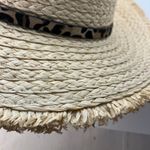 Screamer Straw Fedora‎ Hat Leopard Print Band Frayed Brim Summer Beach Tan Photo 5