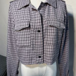 Wild Fable Cropped Plaid Shacket Jacket Women’s Medium Gray Lavender Photo 0