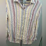 BeachLunchLounge Womens Alex Shirt Long Sleeve Button Up Multicolor Stripe Large Photo 1