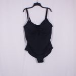 NWT SWIMSUITS FOR ALL Tie Front Side Ruched One Piece Swimsuit Size 20 Black Photo 1