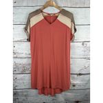 Umgee USA Women's Coral Brown Short Sleeve Boho Dress Size Small New Summer Photo 3