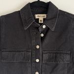 Madewell NWT  XS Patch Pocket Denim Popover Mini Dress in Black NO125 Shirtdress Photo 6