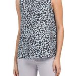 Theory ππ NWT Slate Blue Leopard Print Silk Sleeveless Blouse Photo 0